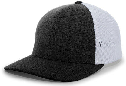 Pacific Headwear BLACK HEATHER/WHITE / S/M Heather Trucker PacFlex Cap
