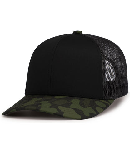 Pacific Headwear BLACK/LT CHARCOAL/WOODLAND / OS WEEKENDER DUCK CAMO TRUCKER SNAPBACK CAP
