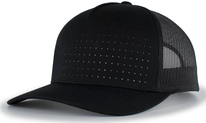 Pacific Headwear BLACK/REFLECTIVE / OS Perforated 5-Panel Trucker Snapback Cap