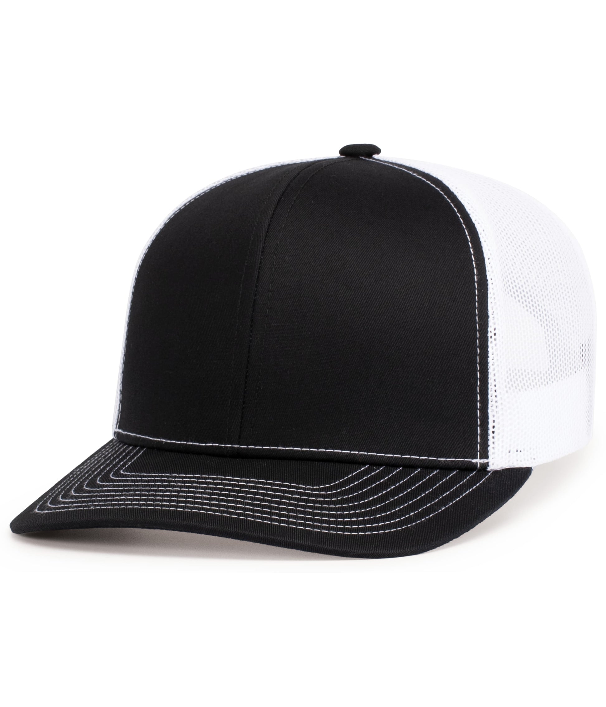Pacific Headwear BLACK/WHITE/BLACK / OS Contrast Stitch Trucker Snapback