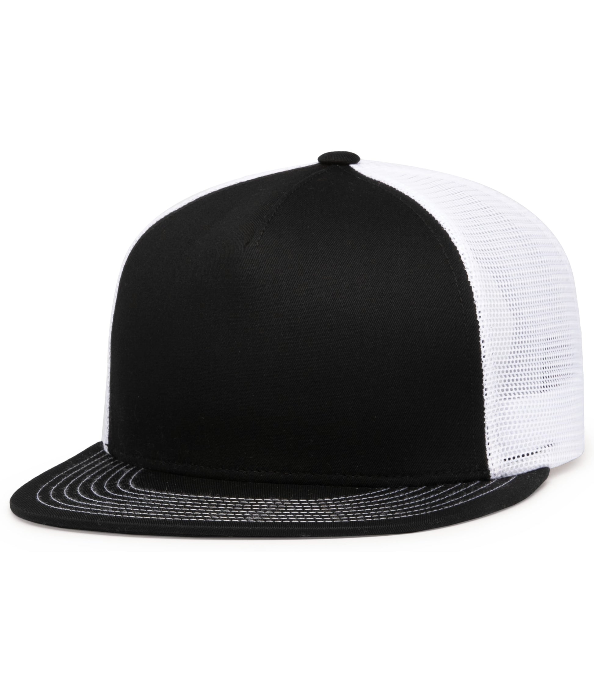 Pacific Headwear BLACK/WHITE/BLACK / OS D-SERIES 5-PANEL TRUCKER SNAPBACK CAP