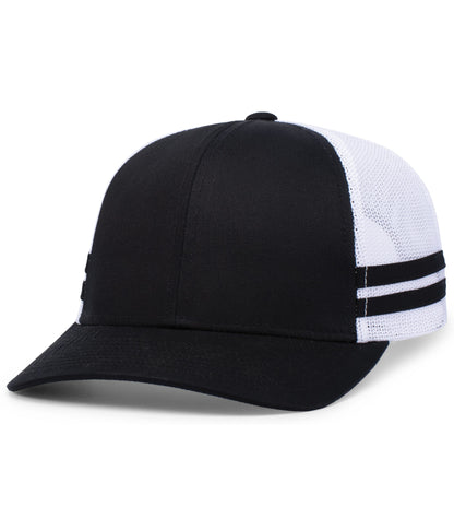 Pacific Headwear BLACK/WHITE/BLACK / OS Low-Profile Stripe Trucker Cap
