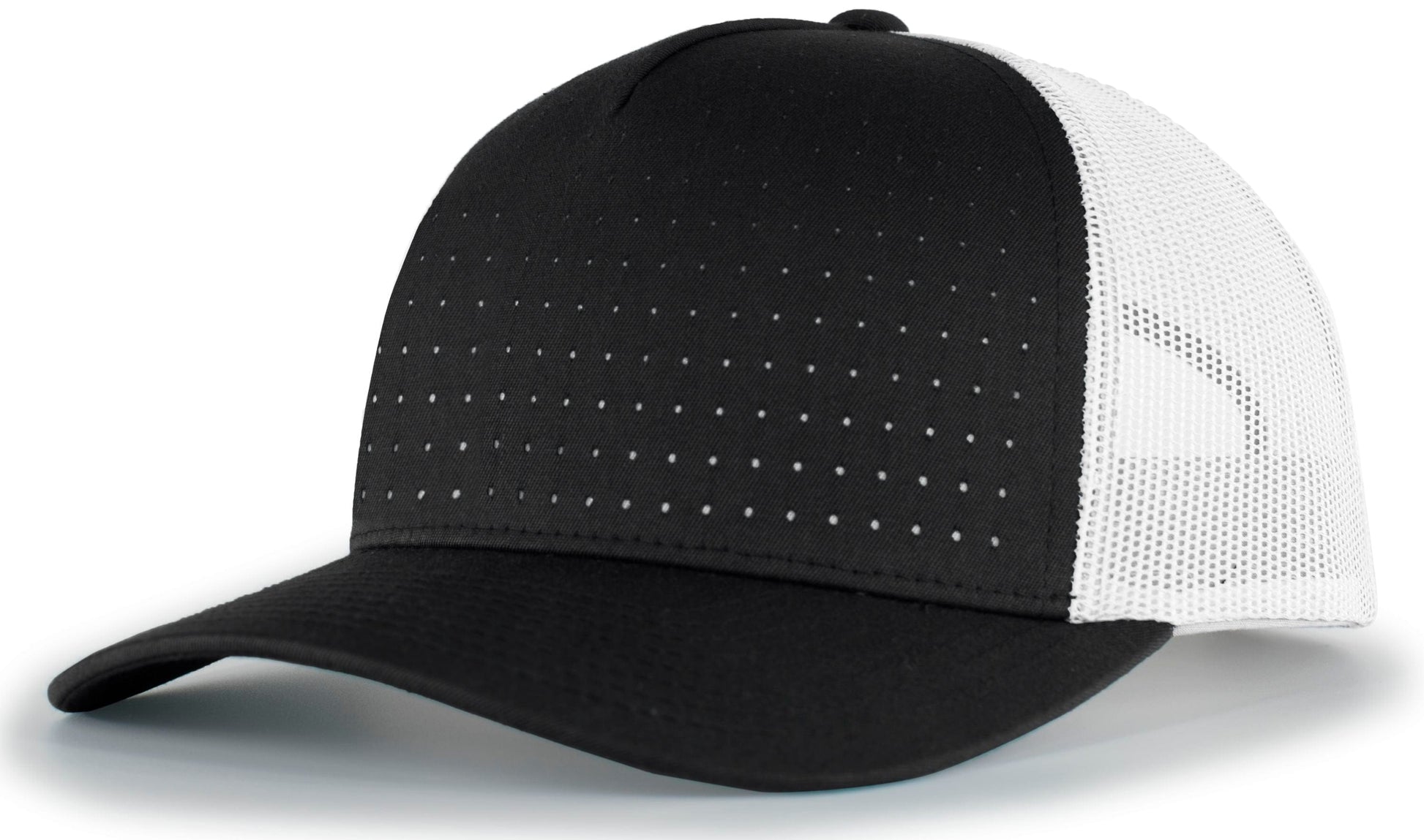 Pacific Headwear BLACK/WHITE/BLACK / OS Perforated 5-Panel Trucker Snapback Cap