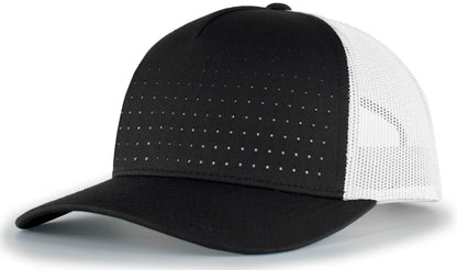 Pacific Headwear BLACK/WHITE/BLACK / OS Perforated 5-Panel Trucker Snapback Cap