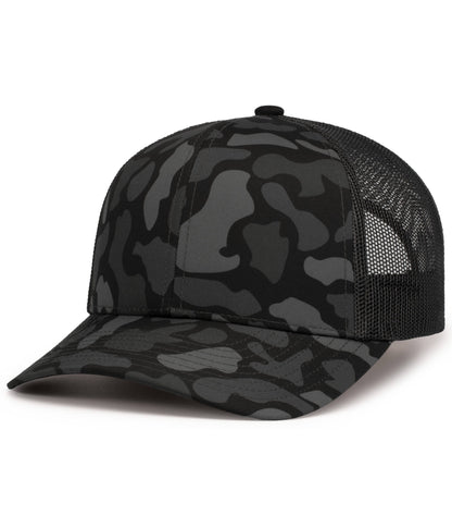 Pacific Headwear BLACKOUT/LT CHARCOAL/BLACKOUT / OS WEEKENDER DUCK CAMO TRUCKER SNAPBACK CAP