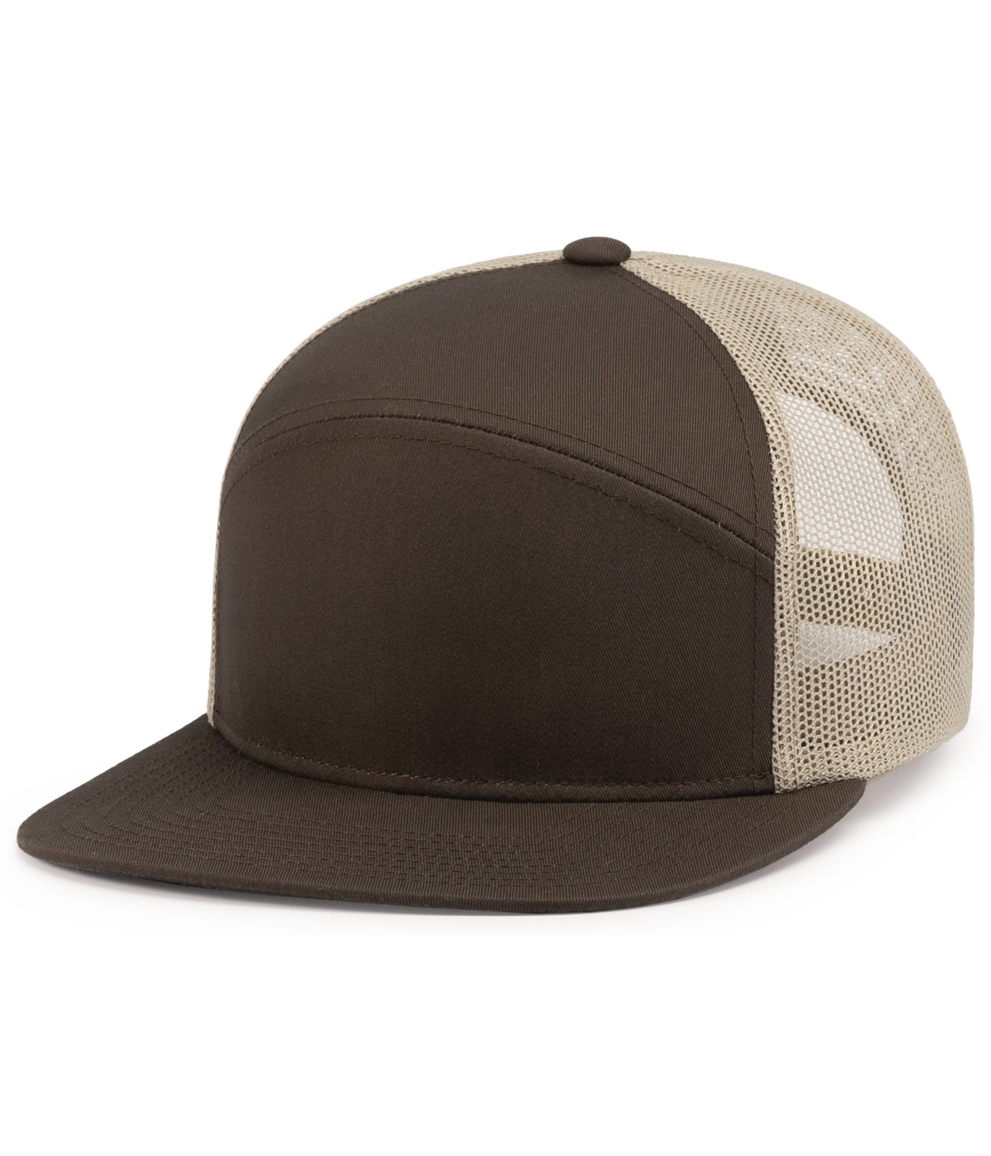 Pacific Headwear BROWN/KHAKI/BROWN / OS 6-Panel Arch Trucker Snapback Cap