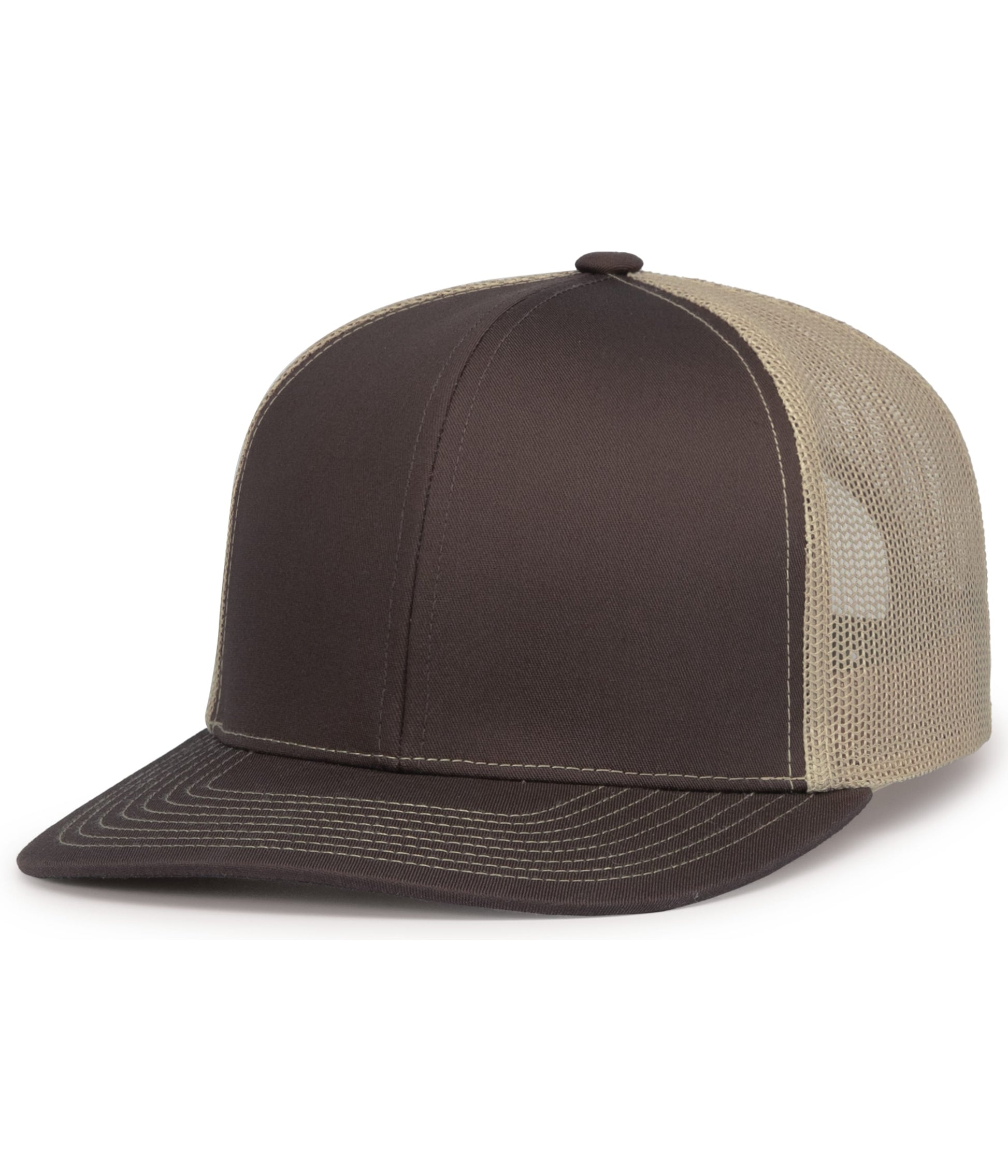 Pacific Headwear BROWN/KHAKI/BROWN / OS Contrast Stitch Trucker Snapback