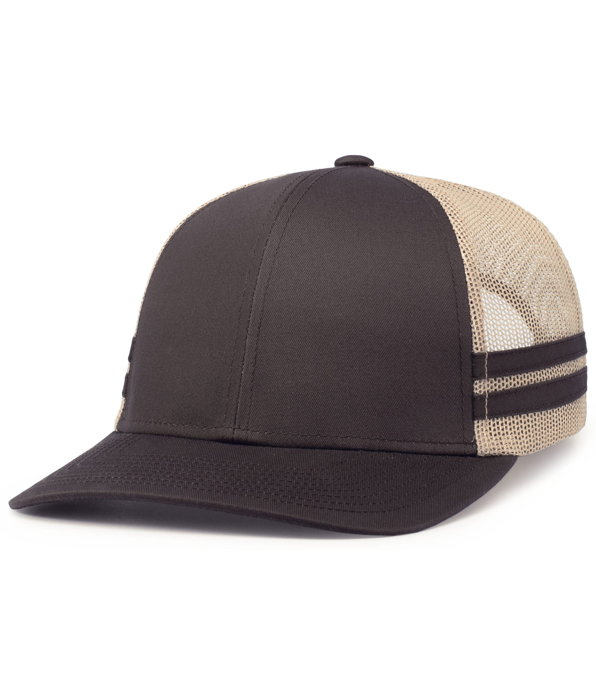 Pacific Headwear BROWN/KHAKI/BROWN / OS Low-Profile Stripe Trucker Cap