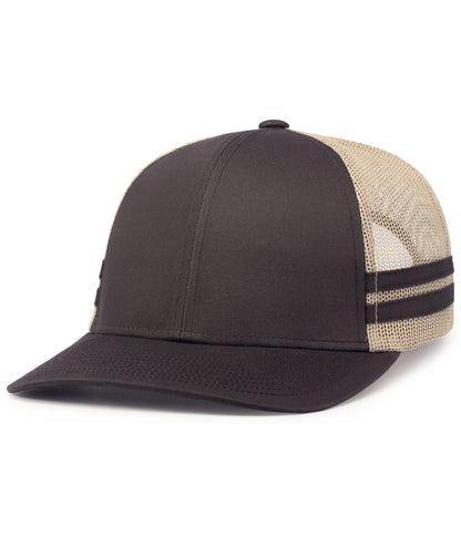 Pacific Headwear BROWN/KHAKI/BROWN / OS Low-Profile Stripe Trucker Cap