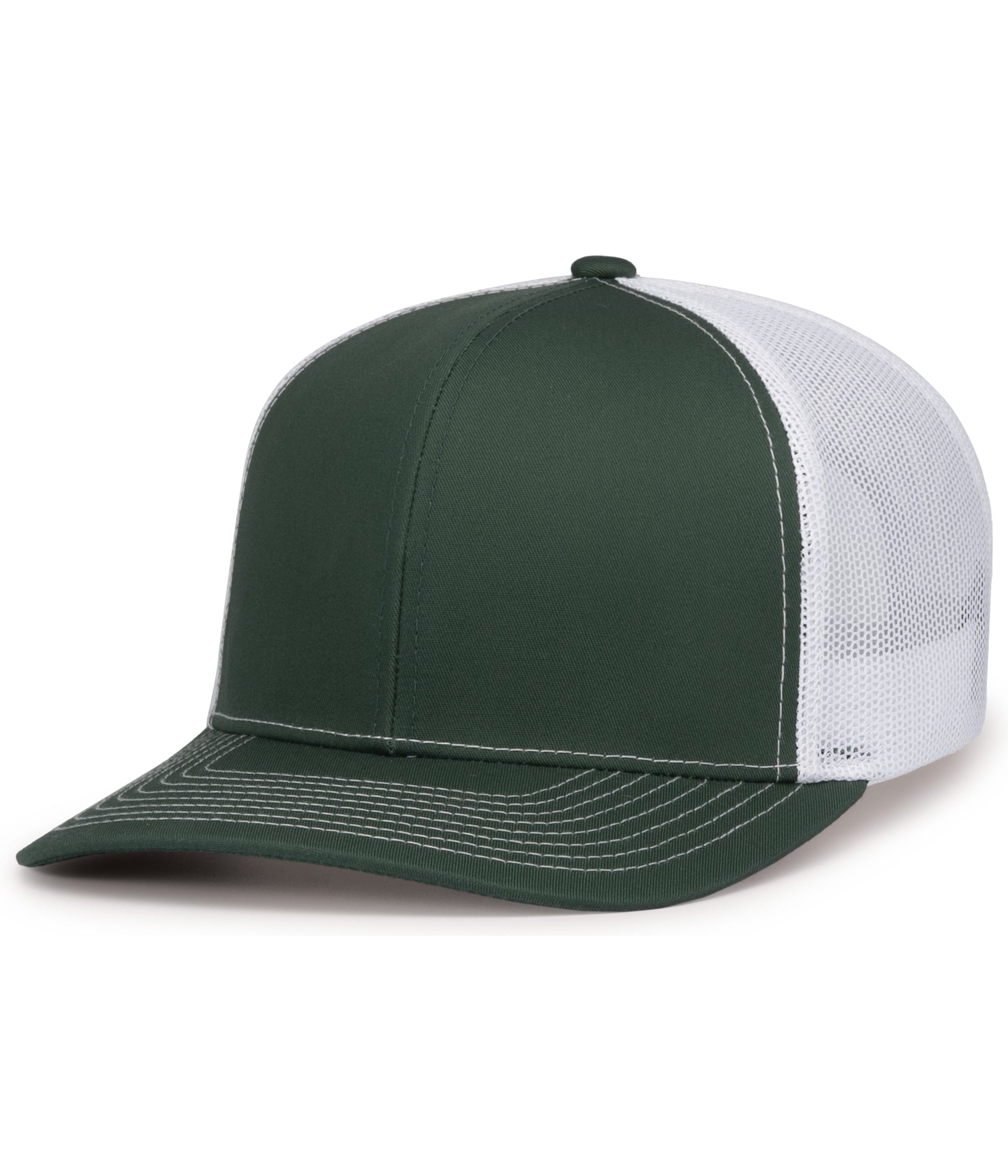 Pacific Headwear DARK GREEN/WHITE/DARK GREEN / OS Contrast Stitch Trucker Snapback