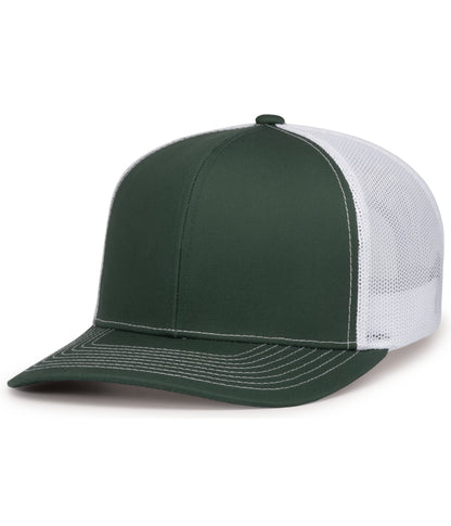 Pacific Headwear DARK GREEN/WHITE/DARK GREEN / OS Contrast Stitch Trucker Snapback