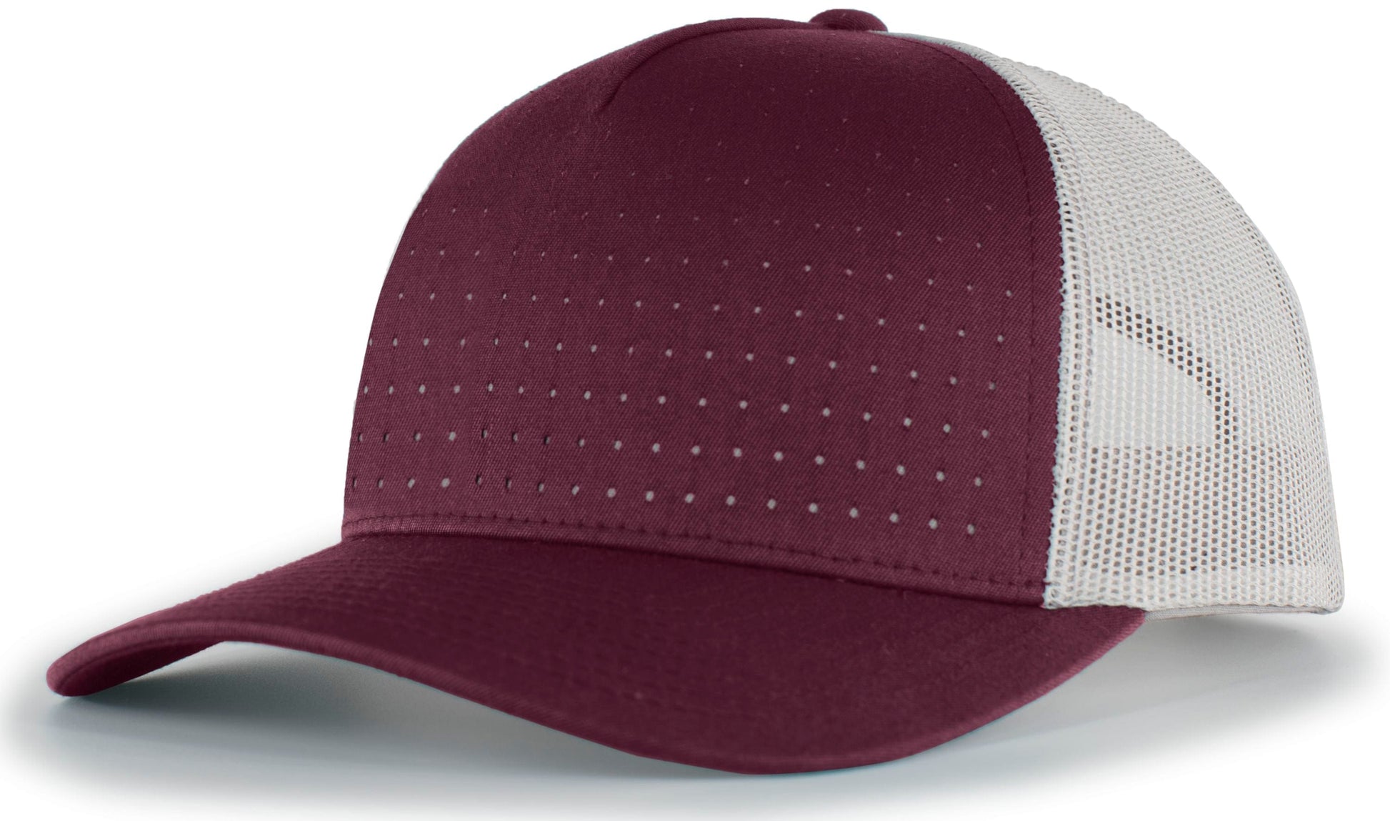 Pacific Headwear DARK MAROON/SILVER/DARK MAROON / OS Perforated 5-Panel Trucker Snapback Cap