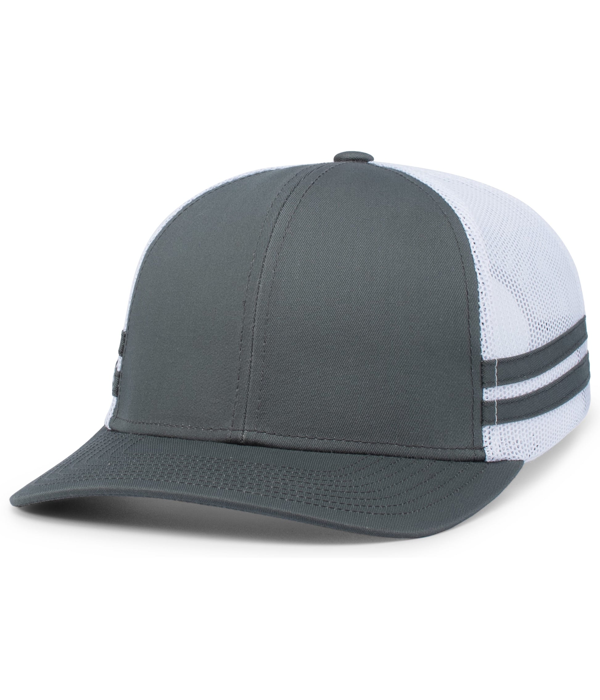 Pacific Headwear GRAPHITE/WHITE/GRAPHITE / OS Low-Profile Stripe Trucker Cap