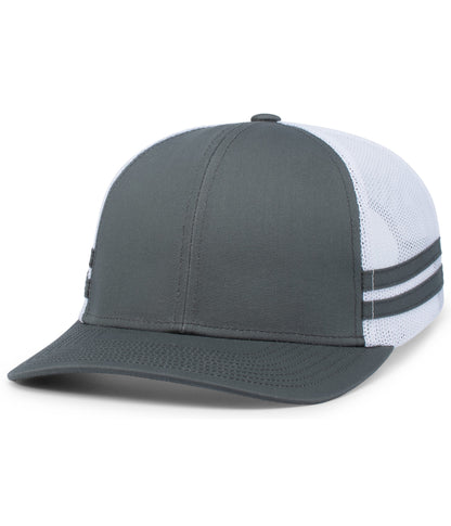 Pacific Headwear GRAPHITE/WHITE/GRAPHITE / OS Low-Profile Stripe Trucker Cap