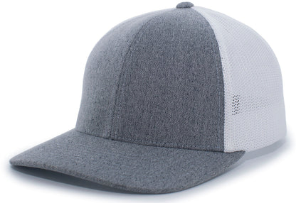 Pacific Headwear GREY HEATHER/WHITE / S/M Heather Trucker PacFlex Cap