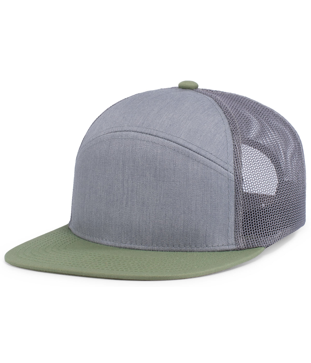 Pacific Headwear HEATHER GREY/LODEN / OS 6-Panel Arch Trucker Snapback Cap
