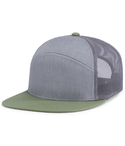 Pacific Headwear HEATHER GREY/LODEN / OS 6-Panel Arch Trucker Snapback Cap