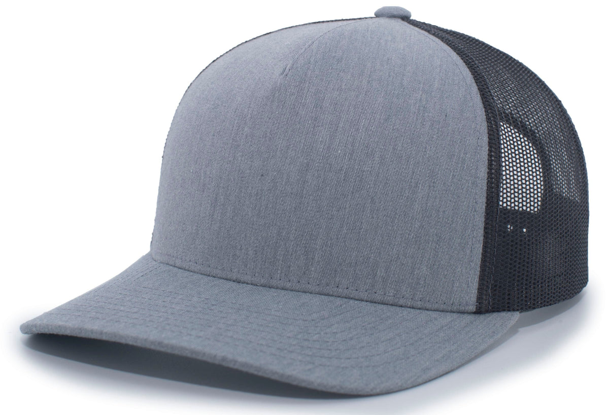 Pacific Headwear HEATHER GREY/LT CHARCOAL / OS 5-Panel Trucker Snapback Cap