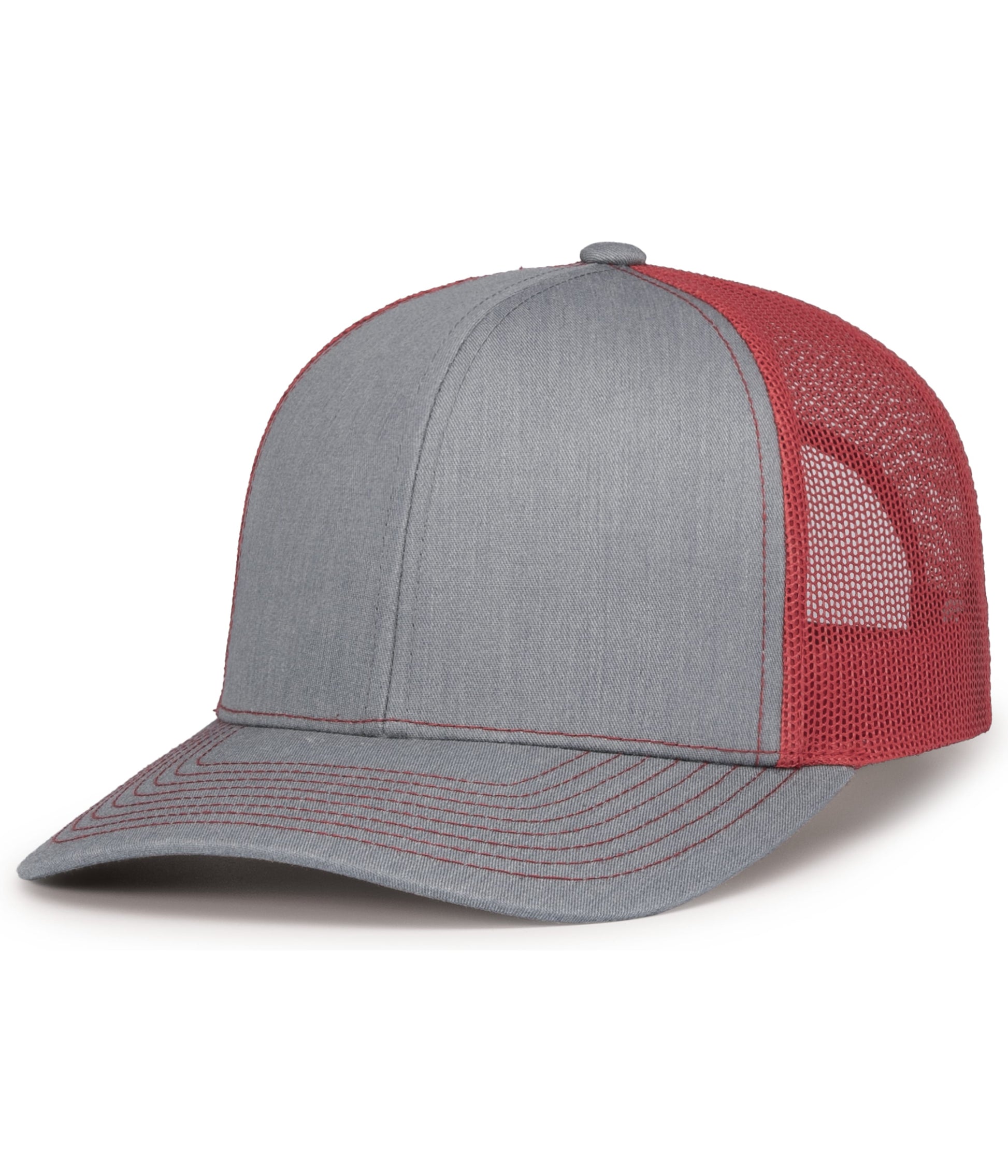 Pacific Headwear HEATHER GREY/RED/HEATHER GREY / OS Contrast Stitch Trucker Snapback