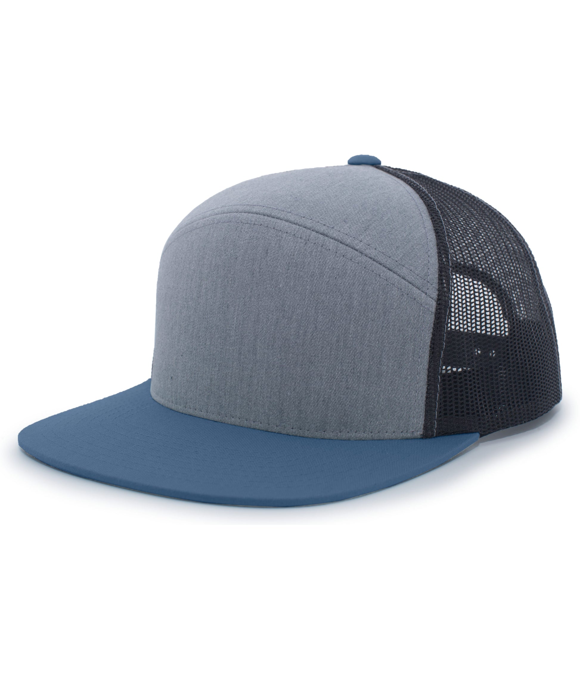 Pacific Headwear HEATHER GREY/SLATE BLUE / OS 6-Panel Arch Trucker Snapback Cap