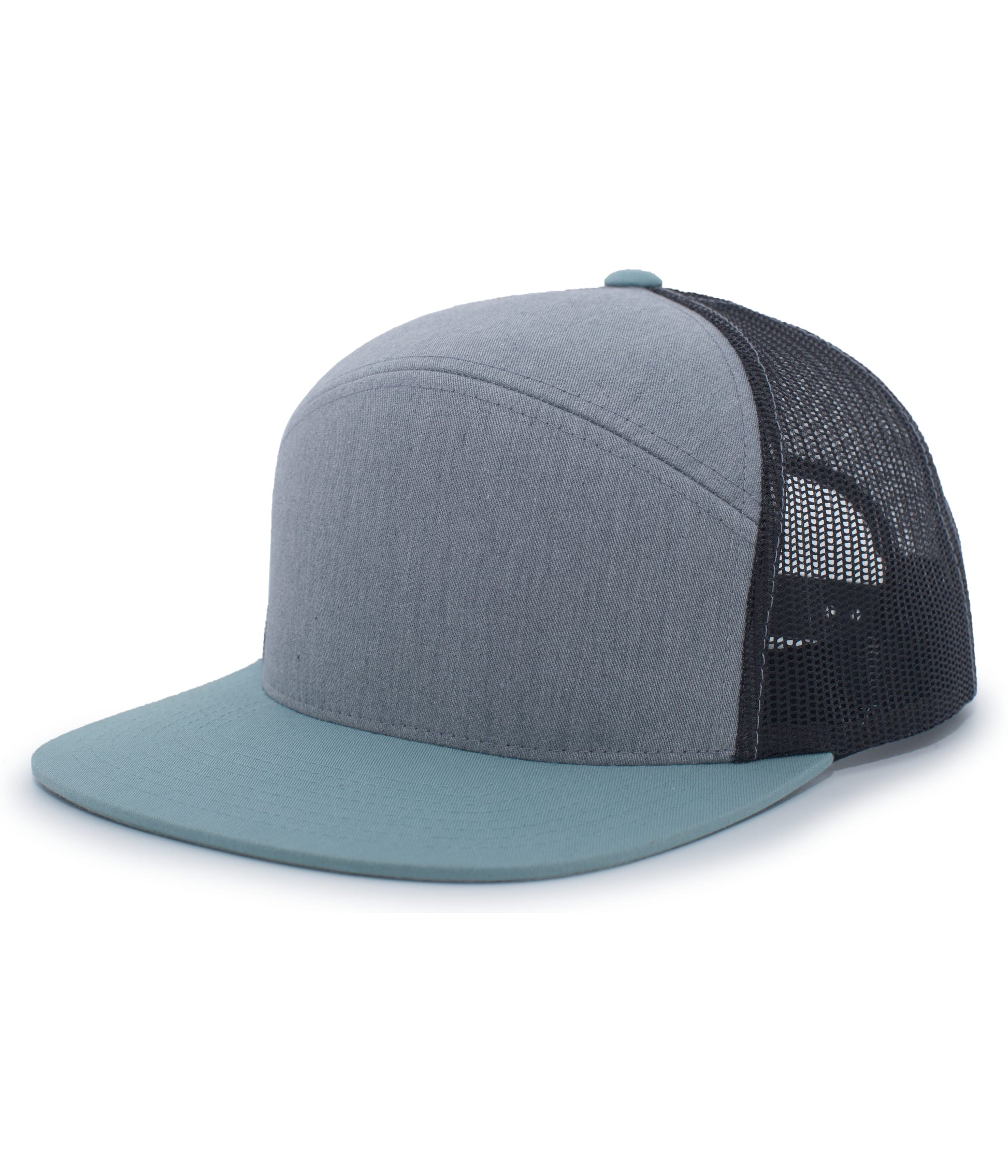 Pacific Headwear HEATHER GREY/SMOKE BLUE / OS 6-Panel Arch Trucker Snapback Cap