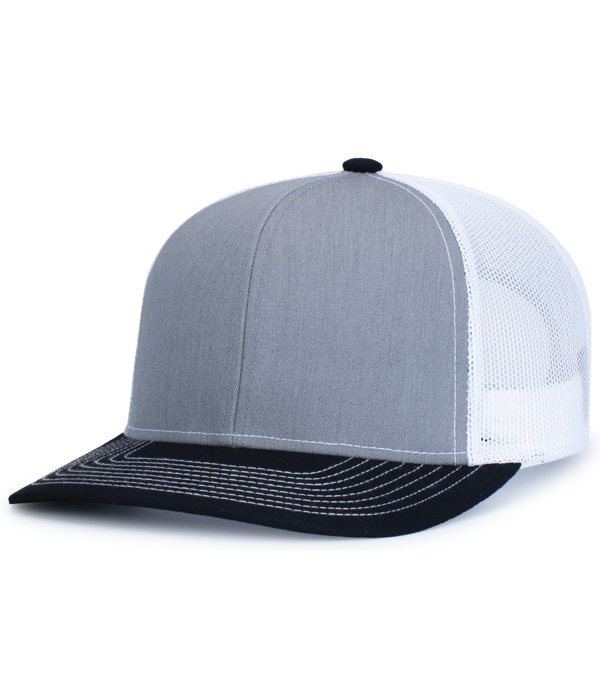 Pacific Headwear HEATHER GREY/WHITE/BLACK / OS Contrast Stitch Trucker Snapback