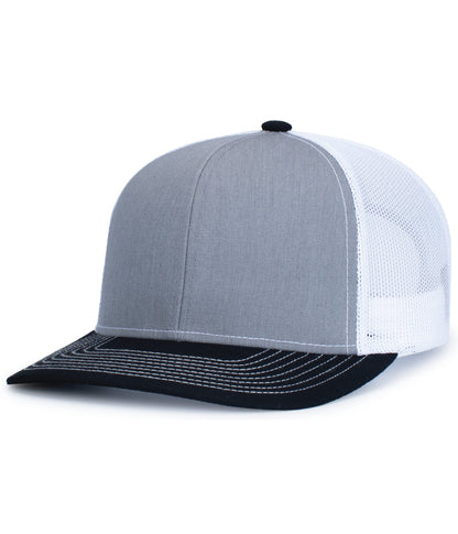 Pacific Headwear HEATHER GREY/WHITE/BLACK / OS Contrast Stitch Trucker Snapback