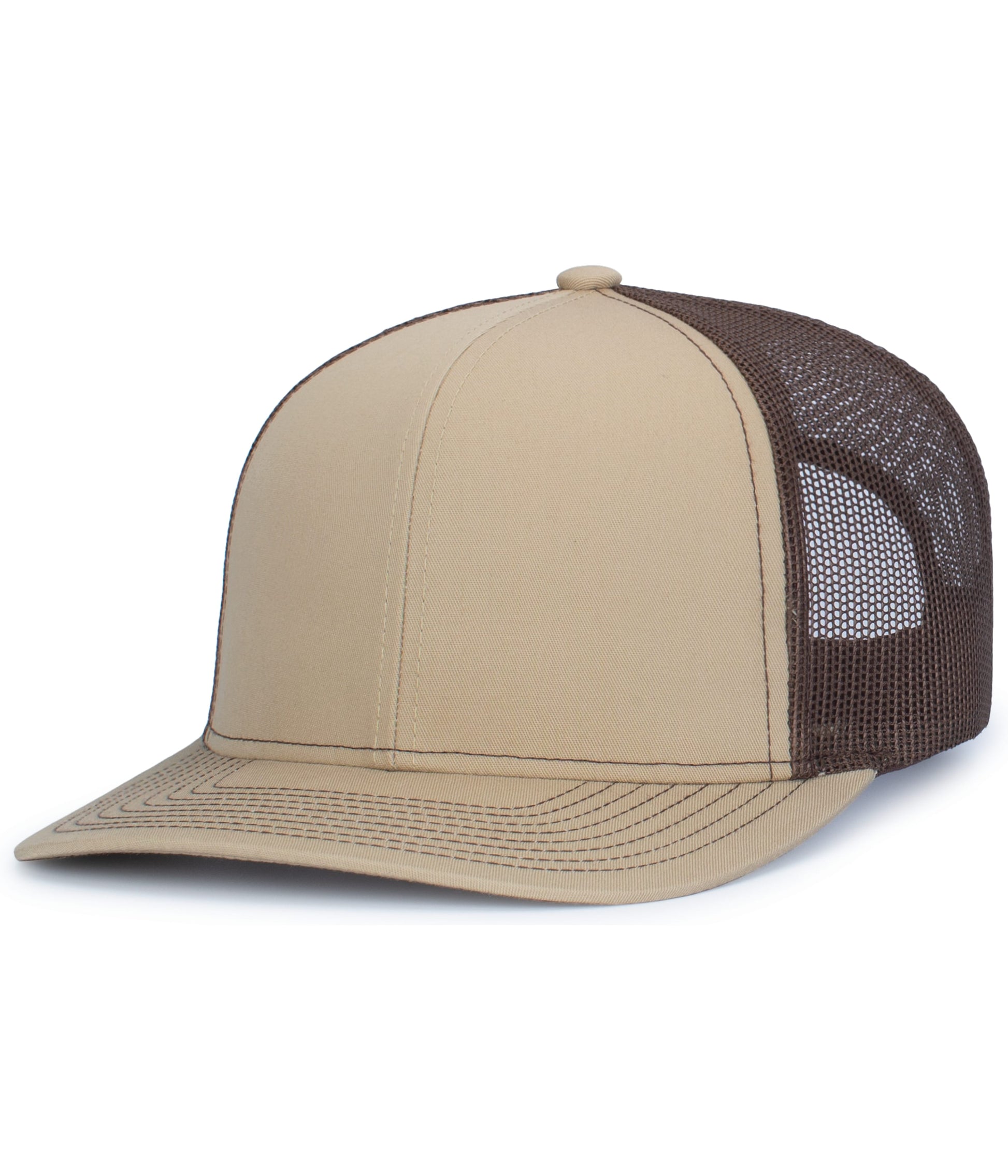 Pacific Headwear KHAKI/BROWN/KHAKI / OS Contrast Stitch Trucker Snapback