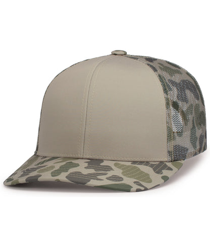 Pacific Headwear KHAKI/COASTLAND/COASTLAND / OS WEEKENDER DUCK CAMO TRUCKER SNAPBACK CAP