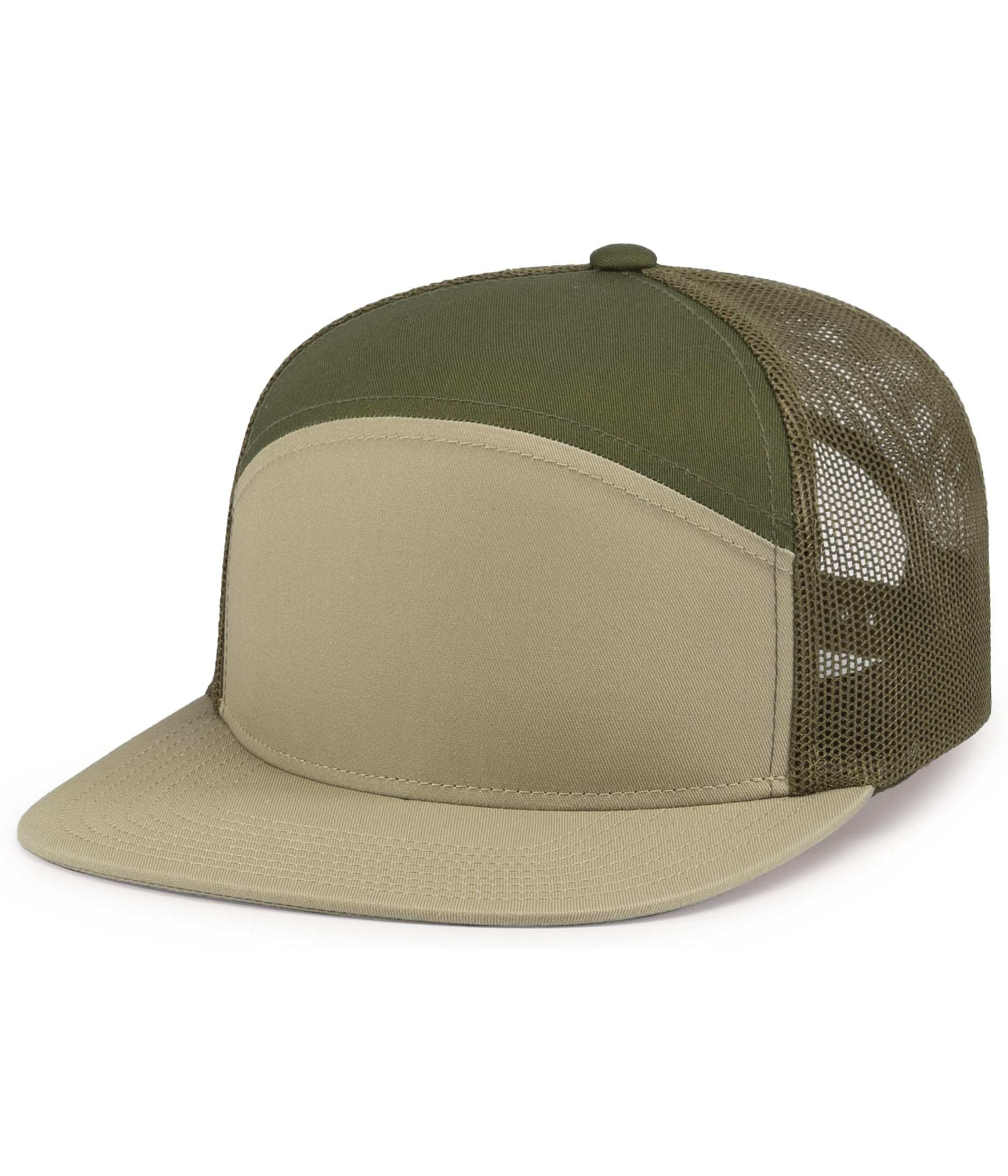 Pacific Headwear KHAKI/MOSS/KHAKI / OS 6-Panel Arch Trucker Snapback Cap