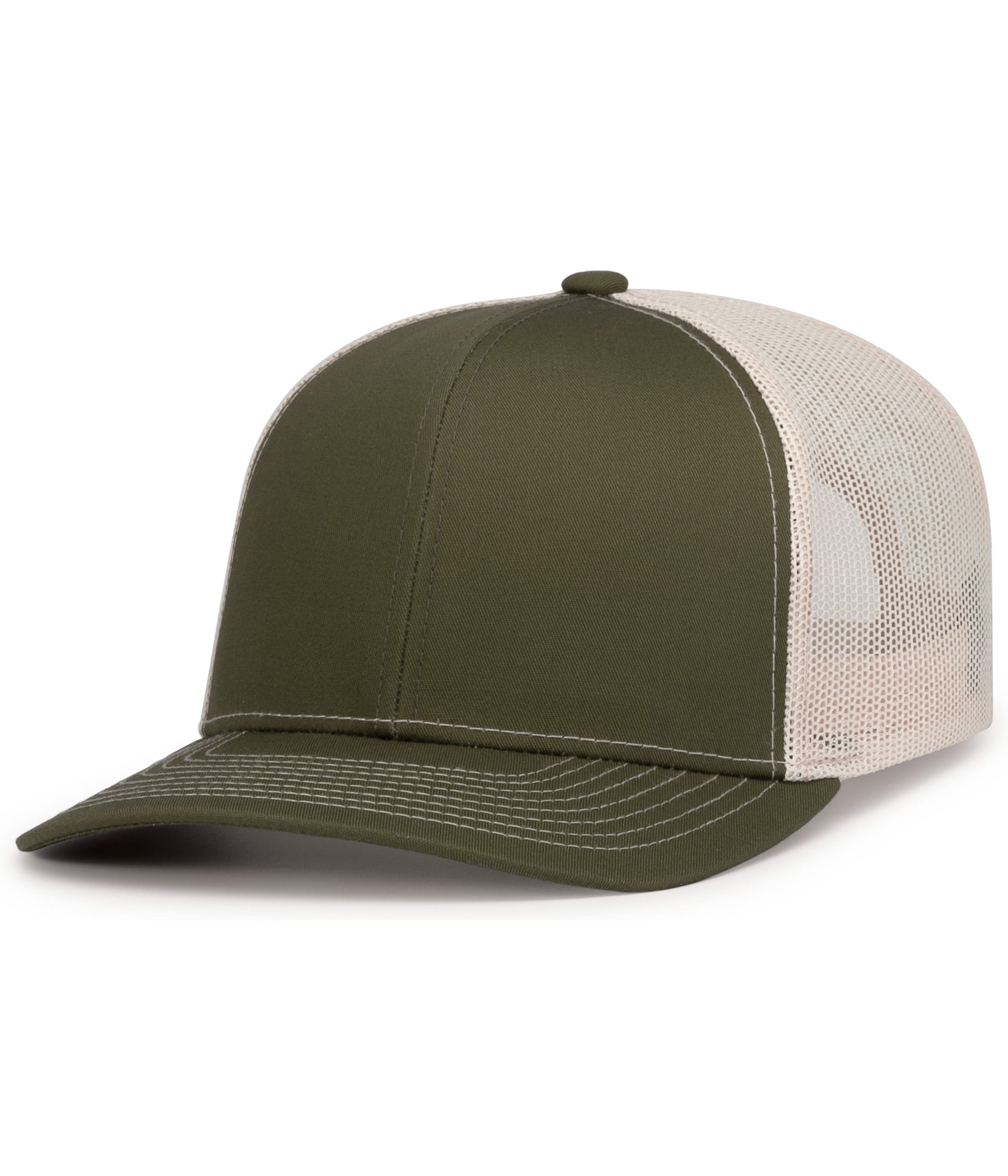 Pacific Headwear MOSS GREEN/BEIGE/MOSS GREEN / OS Contrast Stitch Trucker Snapback