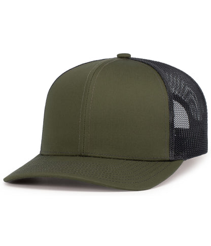 Pacific Headwear MOSS/LT CHARCOAL/MOSS / OS Contrast Stitch Trucker Snapback