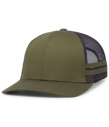 Pacific Headwear MOSS/LT CHARCOAL/MOSS / OS Low-Profile Stripe Trucker Cap