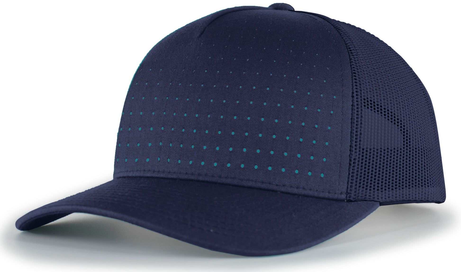 Pacific Headwear NAVY/TEAL / OS Perforated 5-Panel Trucker Snapback Cap