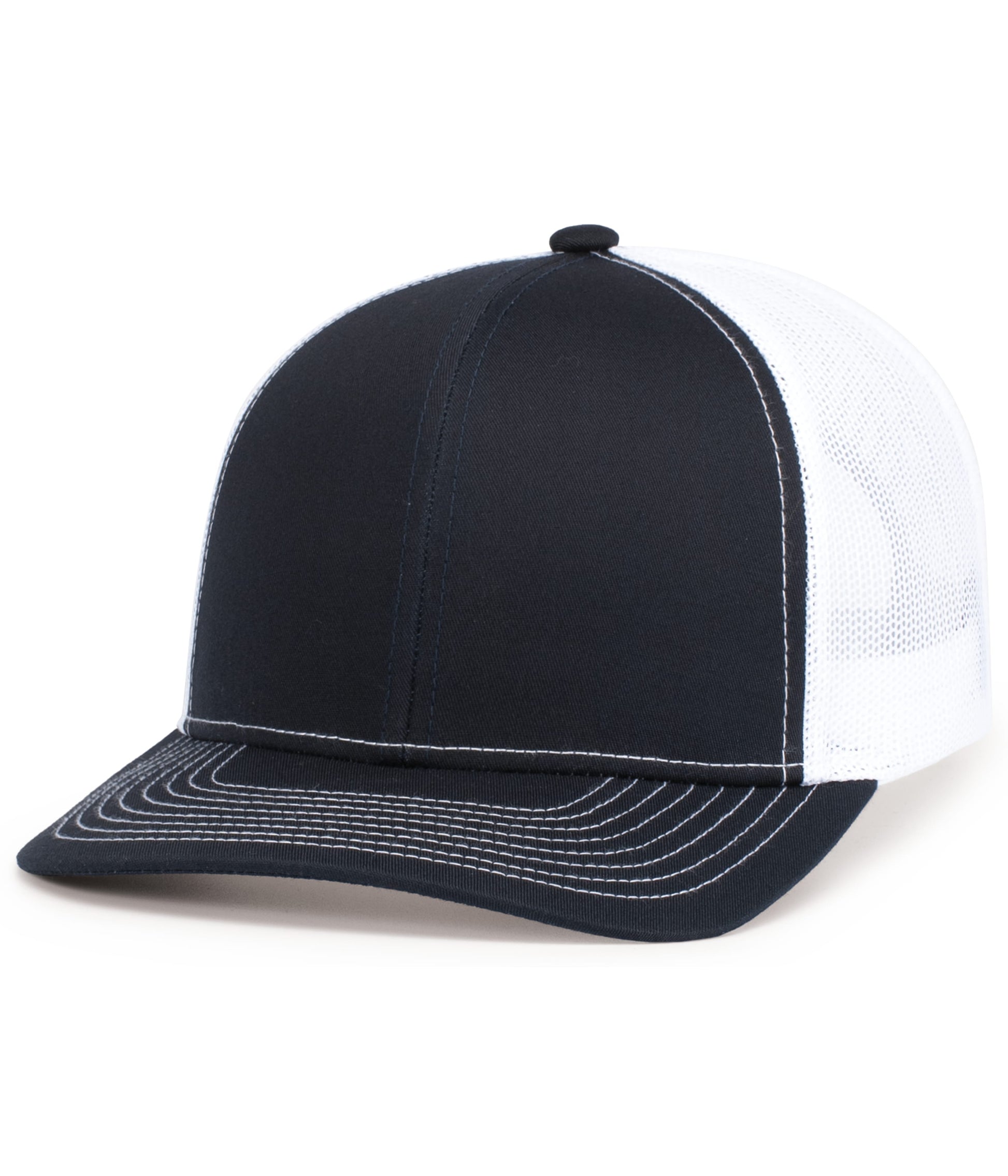 Pacific Headwear NAVY/WHITE/NAVY / OS Contrast Stitch Trucker Snapback