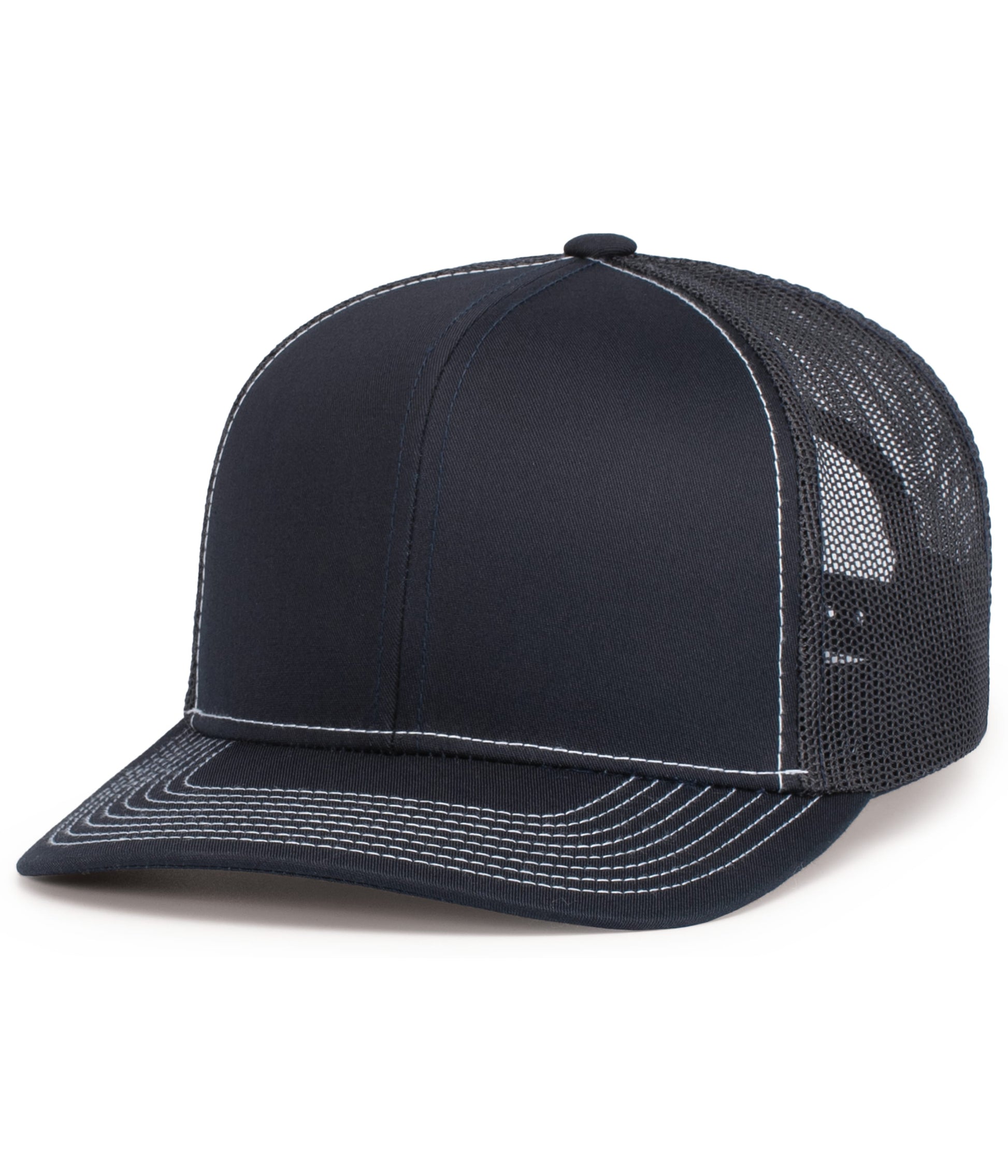 Pacific Headwear NAVY/WHITE / OS Contrast Stitch Trucker Snapback