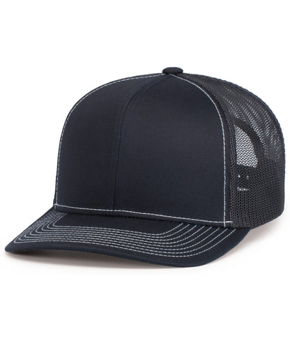Pacific Headwear NAVY/WHITE / OS Contrast Stitch Trucker Snapback