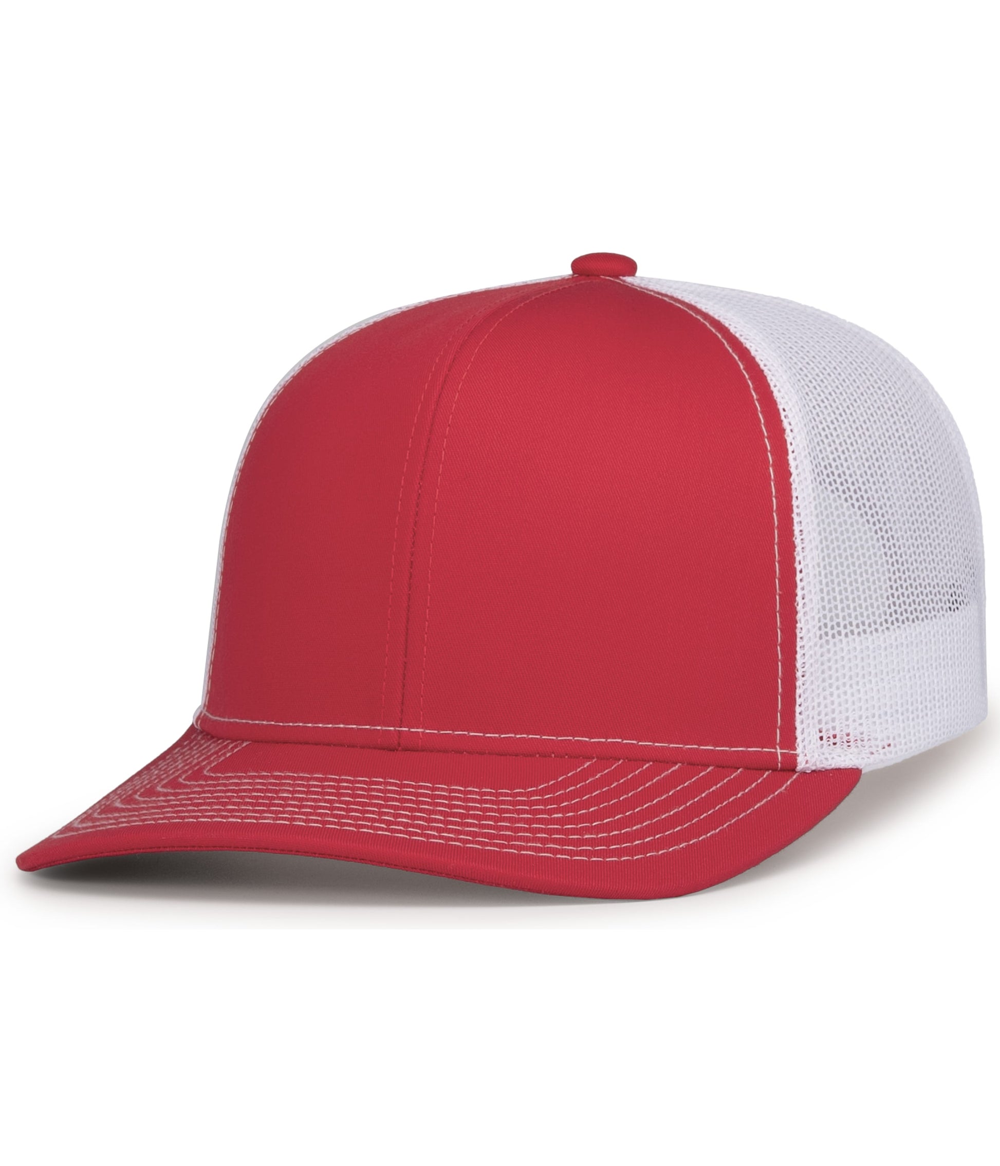 Pacific Headwear RED/WHITE/RED / OS Contrast Stitch Trucker Snapback