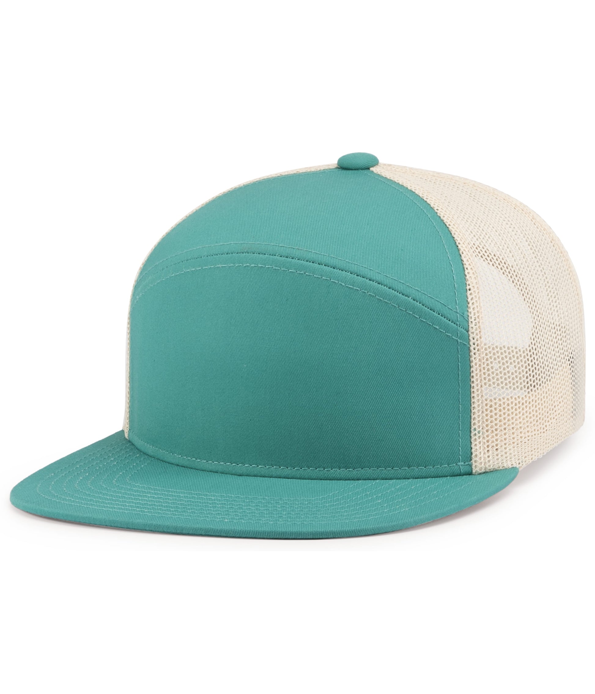 Pacific Headwear TEAL/BEIGE/TEAL / OS 6-Panel Arch Trucker Snapback Cap