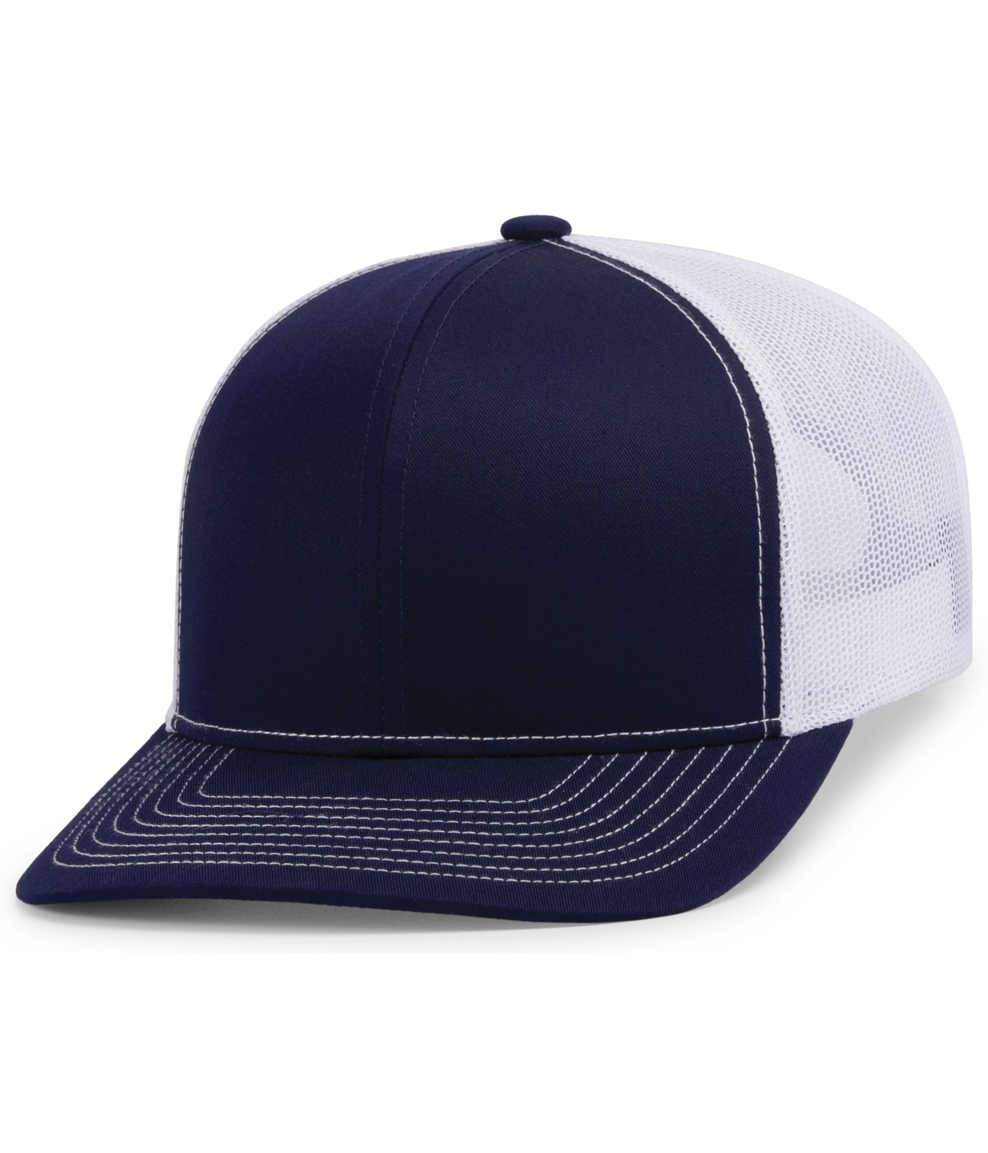 Pacific Headwear TRUE NAVY/WHITE/TRUE NAVY / OS Contrast Stitch Trucker Snapback