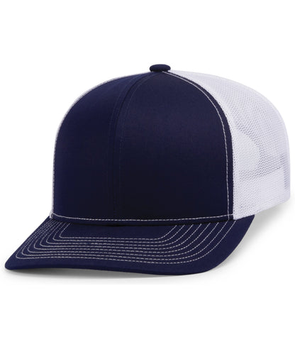 Pacific Headwear TRUE NAVY/WHITE/TRUE NAVY / OS Contrast Stitch Trucker Snapback