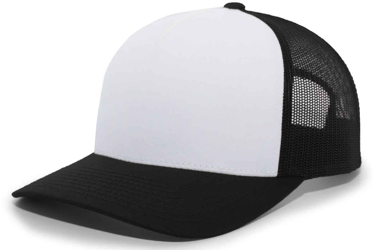 Pacific Headwear WHITE/BLACK/BLACK / OS 5-Panel Trucker Snapback Cap