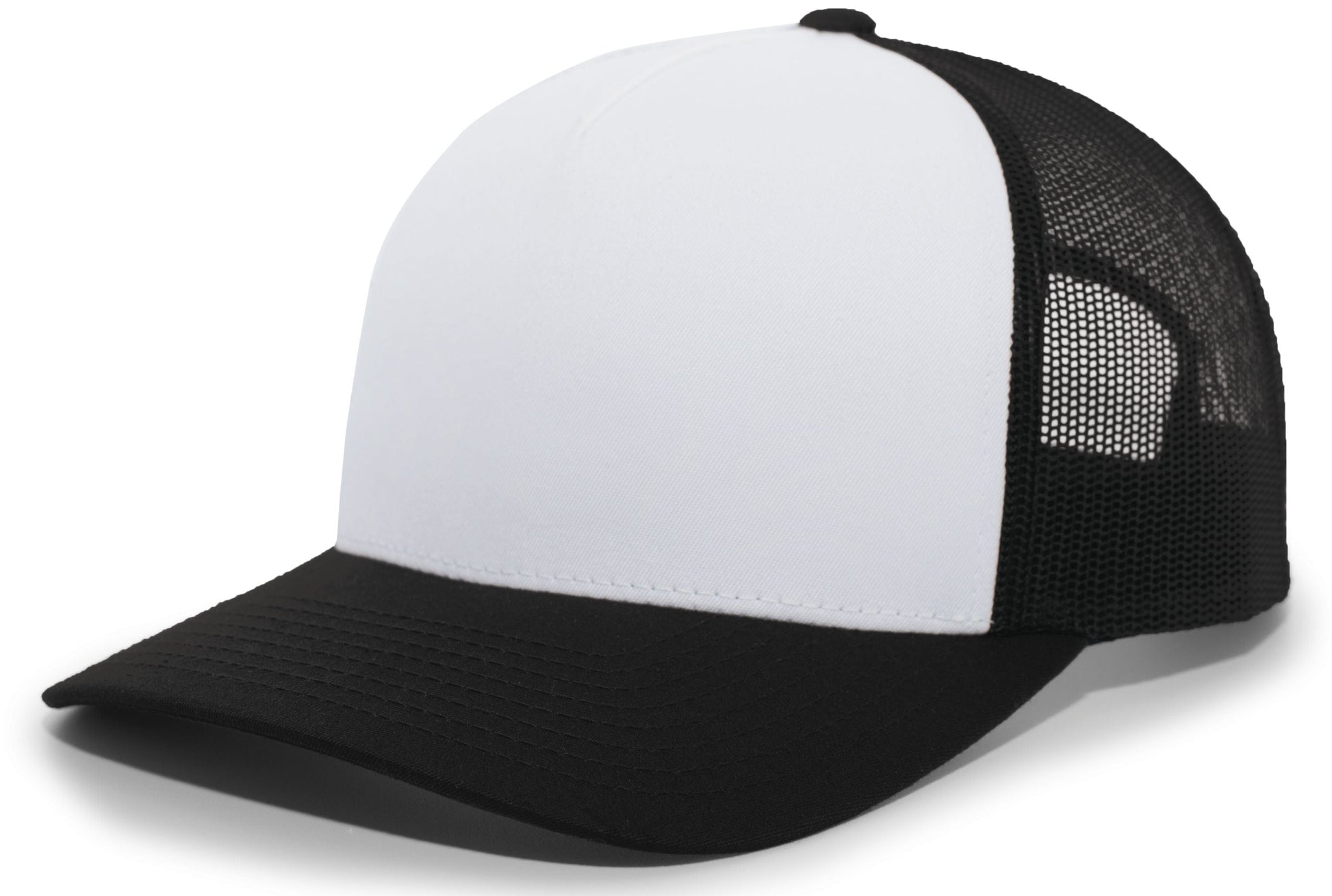 Pacific Headwear WHITE/BLACK/BLACK / OS 5-Panel Trucker Snapback Cap