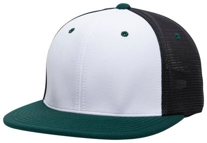 Pacific Headwear WHITE/BLACK/DARK GREEN / S/M Premium M2 Performance Trucker Flexfit® Cap