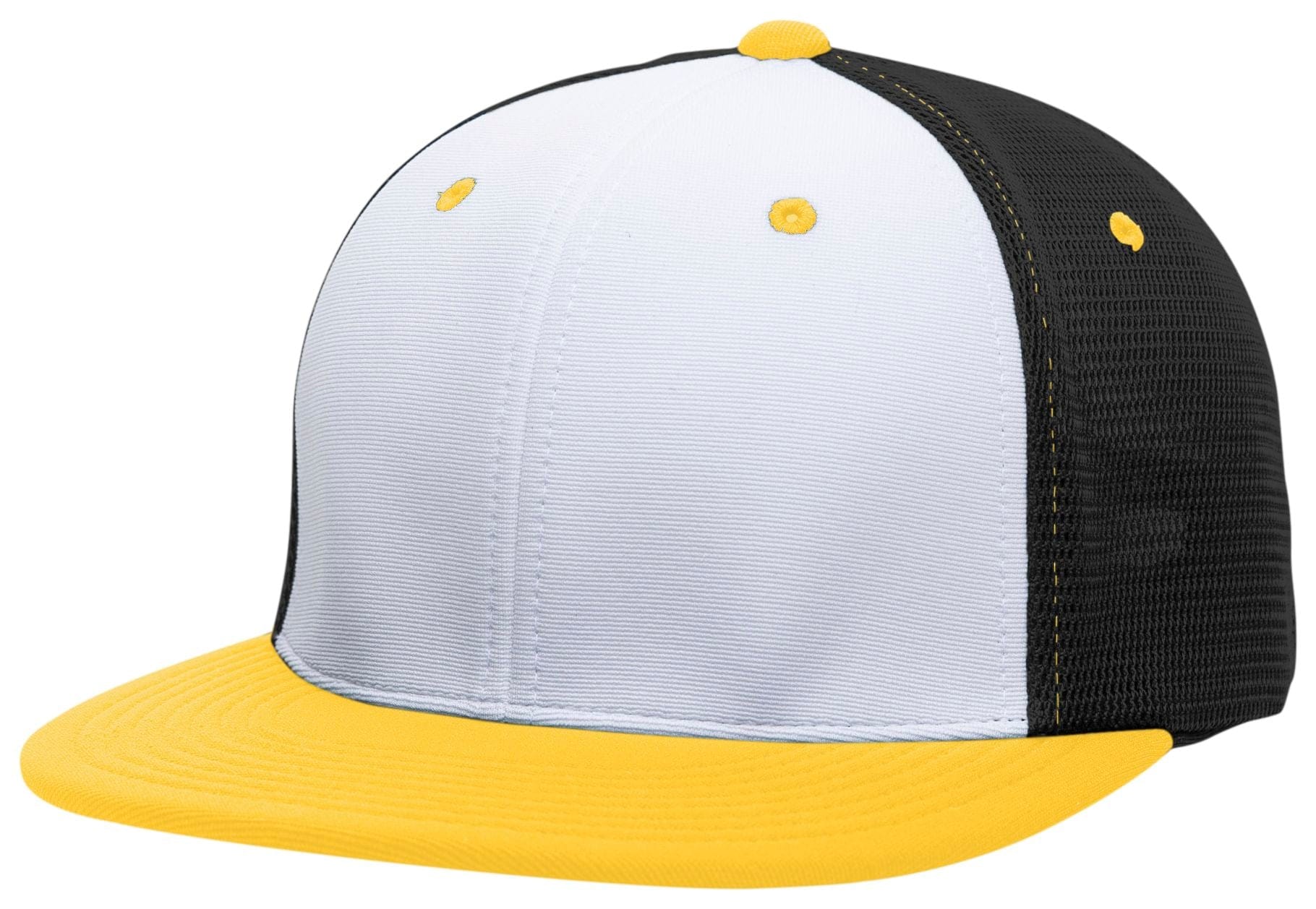 Pacific Headwear WHITE/BLACK/GOLD / S/M Premium M2 Performance Trucker Flexfit® Cap