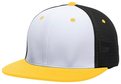 Pacific Headwear WHITE/BLACK/GOLD / S/M Premium M2 Performance Trucker Flexfit® Cap