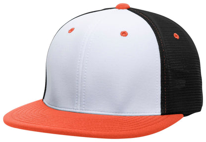 Pacific Headwear WHITE/BLACK/ORANGE / S/M Premium M2 Performance Trucker Flexfit® Cap