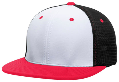 Pacific Headwear WHITE/BLACK/RED / S/M Premium M2 Performance Trucker Flexfit® Cap