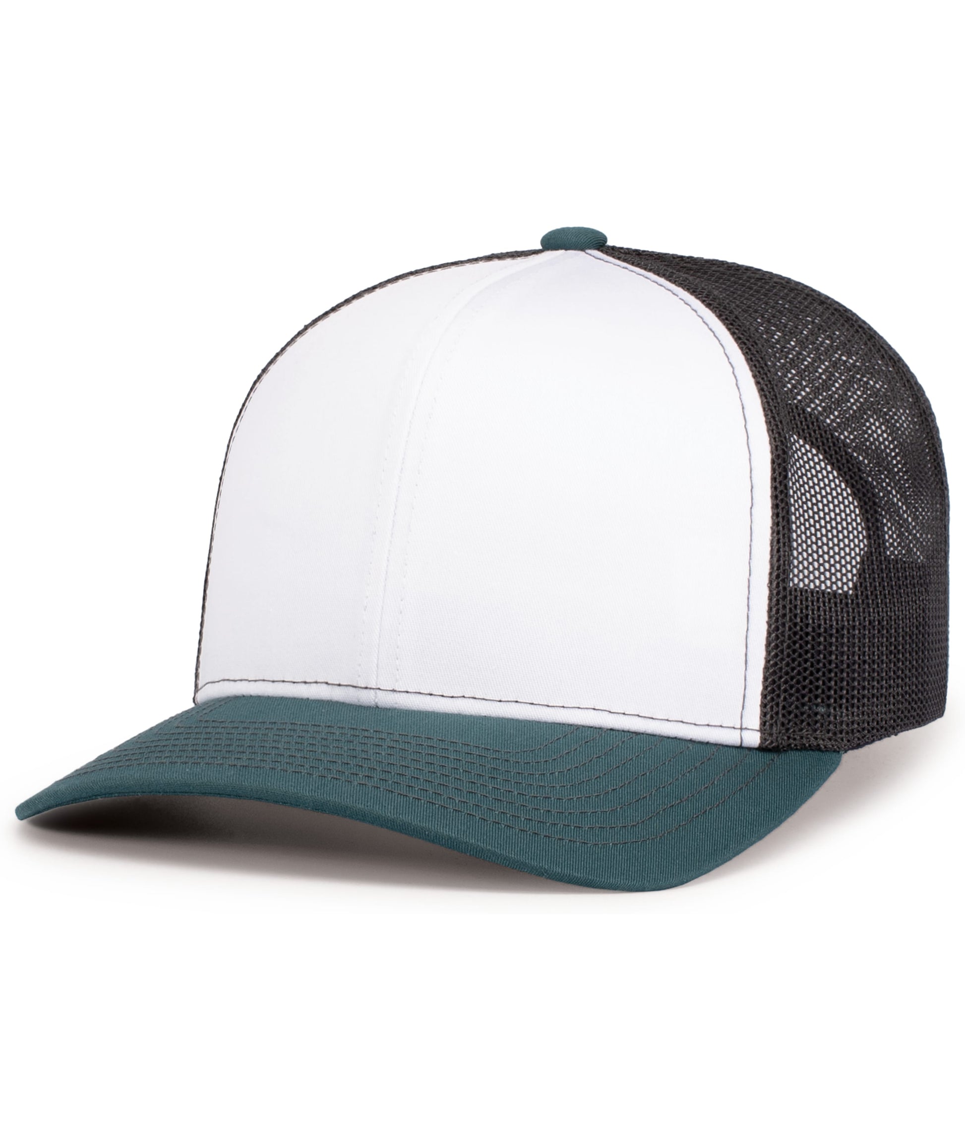 Pacific Headwear WHITE/LIGHT CHARCOAL/DARK TEAL / OS Contrast Stitch Trucker Snapback