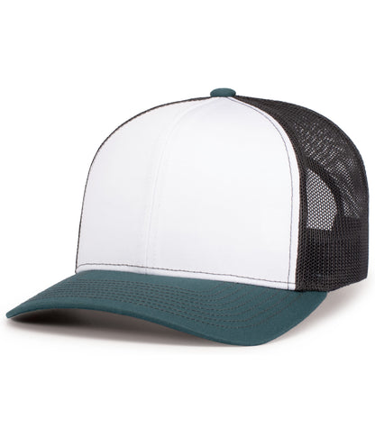 Pacific Headwear WHITE/LIGHT CHARCOAL/DARK TEAL / OS Contrast Stitch Trucker Snapback